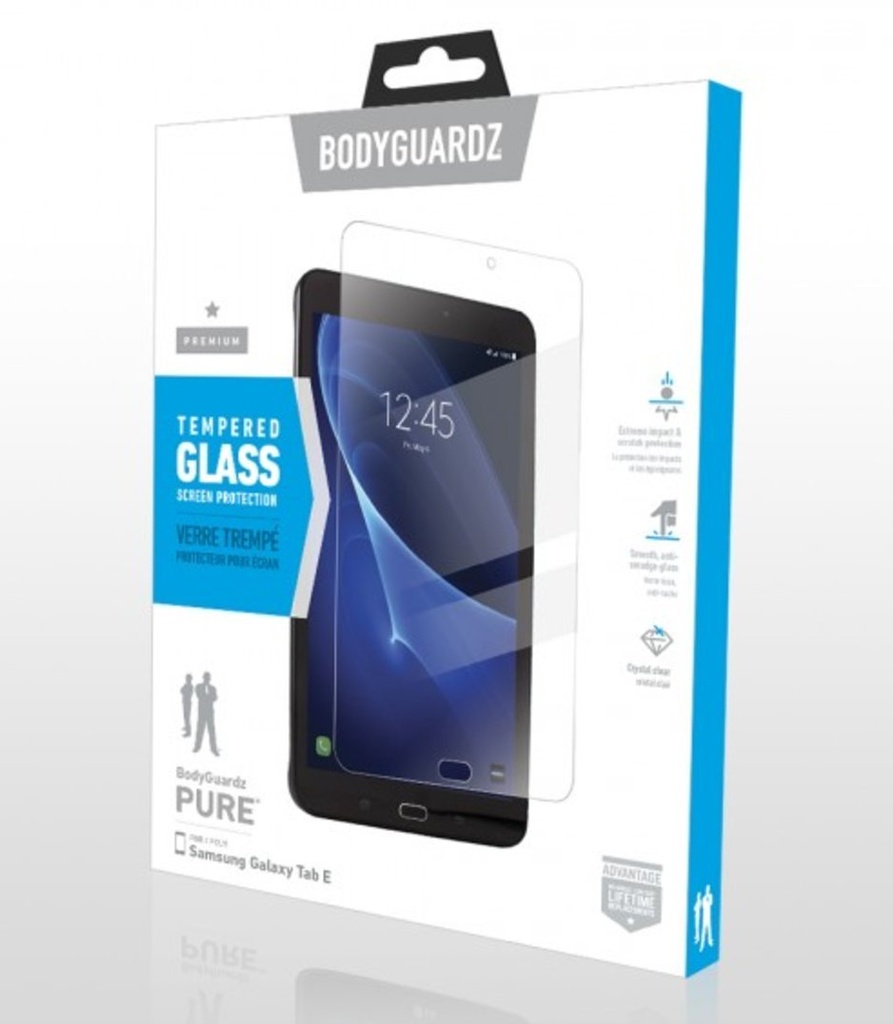 Bodyguardz Pure Samsung Glass Screen Protector Clear - Galaxy Tab E