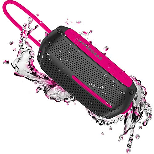 HYPERGEAR BLUETOOTH SPEAKER, PORTABLE WIRELESS HD STEREO SOUND LOUD SPEAKER [IPX4 WATERPROOF] STREAM MUSIC OR TAKE CALLS AT THE POOL, BEACH, BOAT, OUTDOORS, CAMPGROUNDS & TRAVEL (BLACK/PINK) 14704