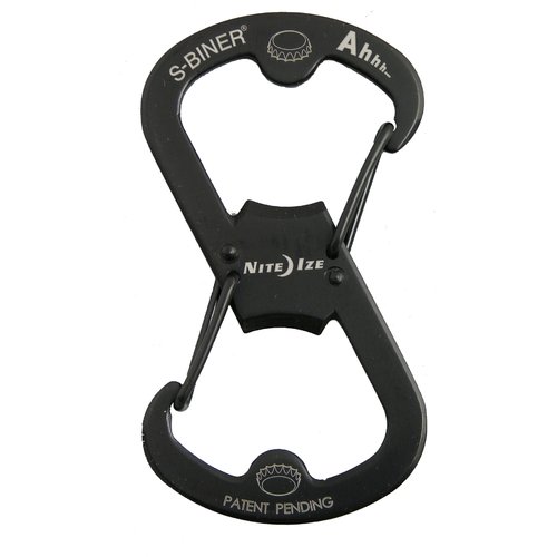 Nite Ize Ahhh Dual Bottle Opener, S-Biner Dual Carabiner With Double-Sided Bottle Openers, Black