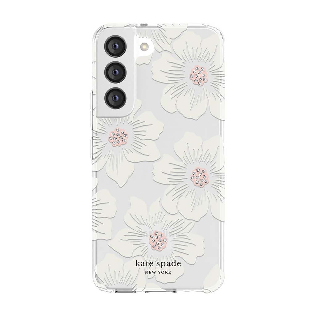 Kate Spade New York Samsung Galaxy S22 Protective Hardshell Phone Case - Hollyhock Floral With Stones