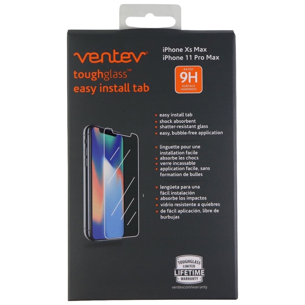 VENTEV TOUGHGLASS SCREEN PROTECTION KIT FOR IPHONE XS MAX AND 11 PRO MAX - CLEAR