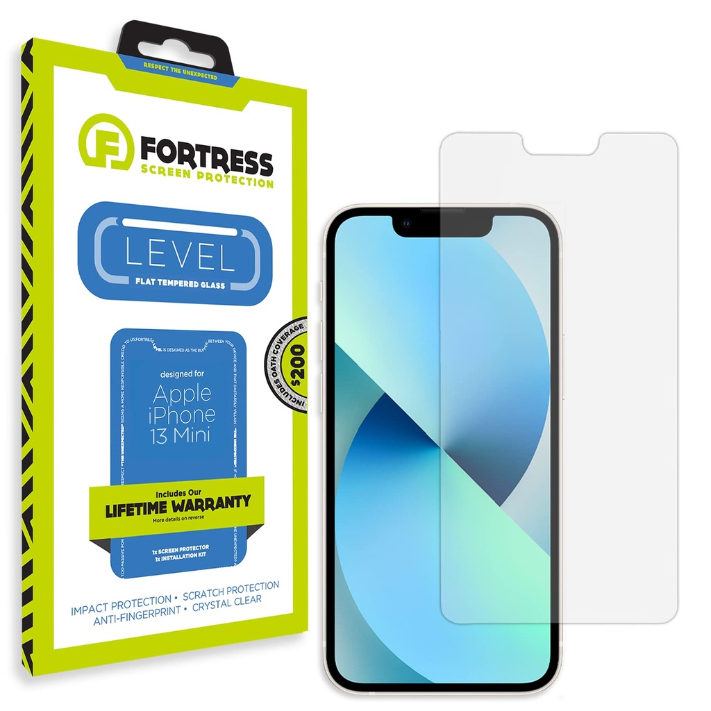 Fortress Compatible With Iphone 13 Mini Screen Protector With $200 Device Coverage [9h Tempered Glass] Anti-Scratch, Drop Protection [Lifetime Replacements] Anti-Fingerprint