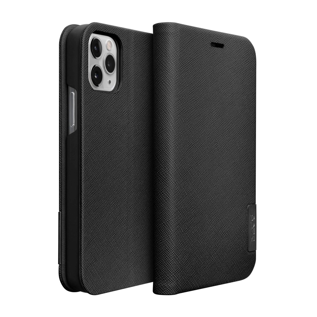 Laut - Prestige Folio Case Compatible With Iphone 12 Mini | 2x Internal Card Slots | Saffiano Vegan Leather | Flip Stand Function - Black