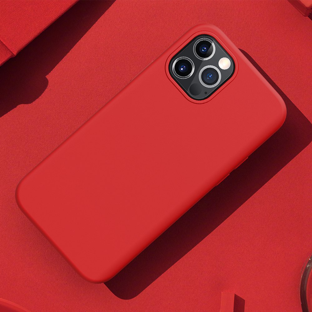 BASE LIQUID SILICONE GEL/RUBBER CASE IPHONE 12 / IPHONE 12 PRO (6.1) - RED