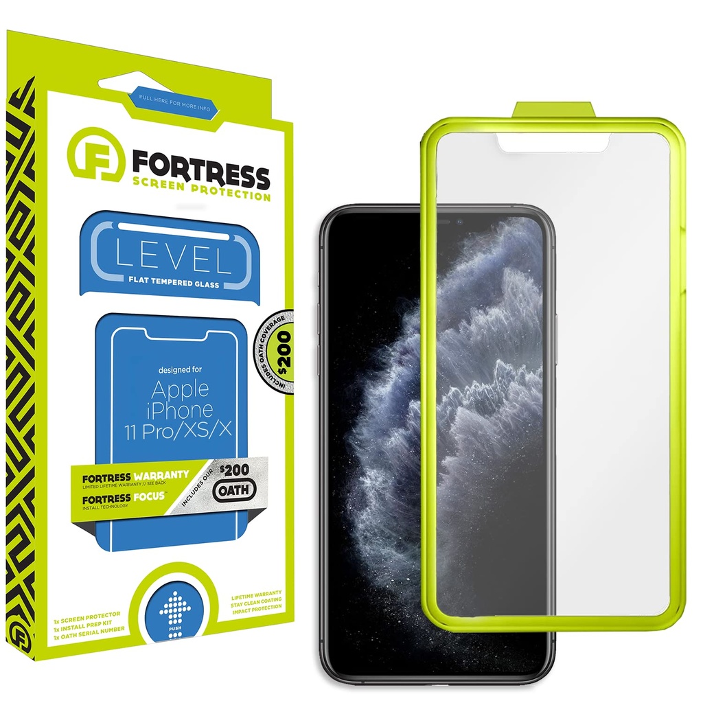 Fortress Compatible With Iphone 11 Pro/Xs/X Screen Protector With $200 Device Coverage + Easy Installation Tool [9h Tempered Glass] Anti-Scratch, Drop Protection [Lifetime Replacements]