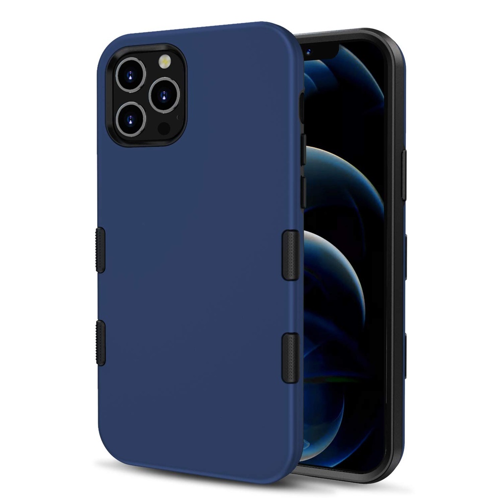 Mybat Tuff Subs Series For Iphone 12 / Iphone 12 Pro - Dual Layered, Shockproof Protective Smartphone Case [Military-Grade Certified] - Rubberized Ink Blue/Black