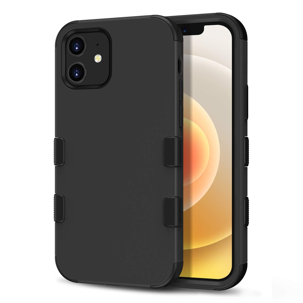 Mybat Tuff Subs Series For Iphone 12 Mini - Dual Layered, Shockproof Protective Smartphone Case [Military-Grade Certified] - Rubberized Black/Black