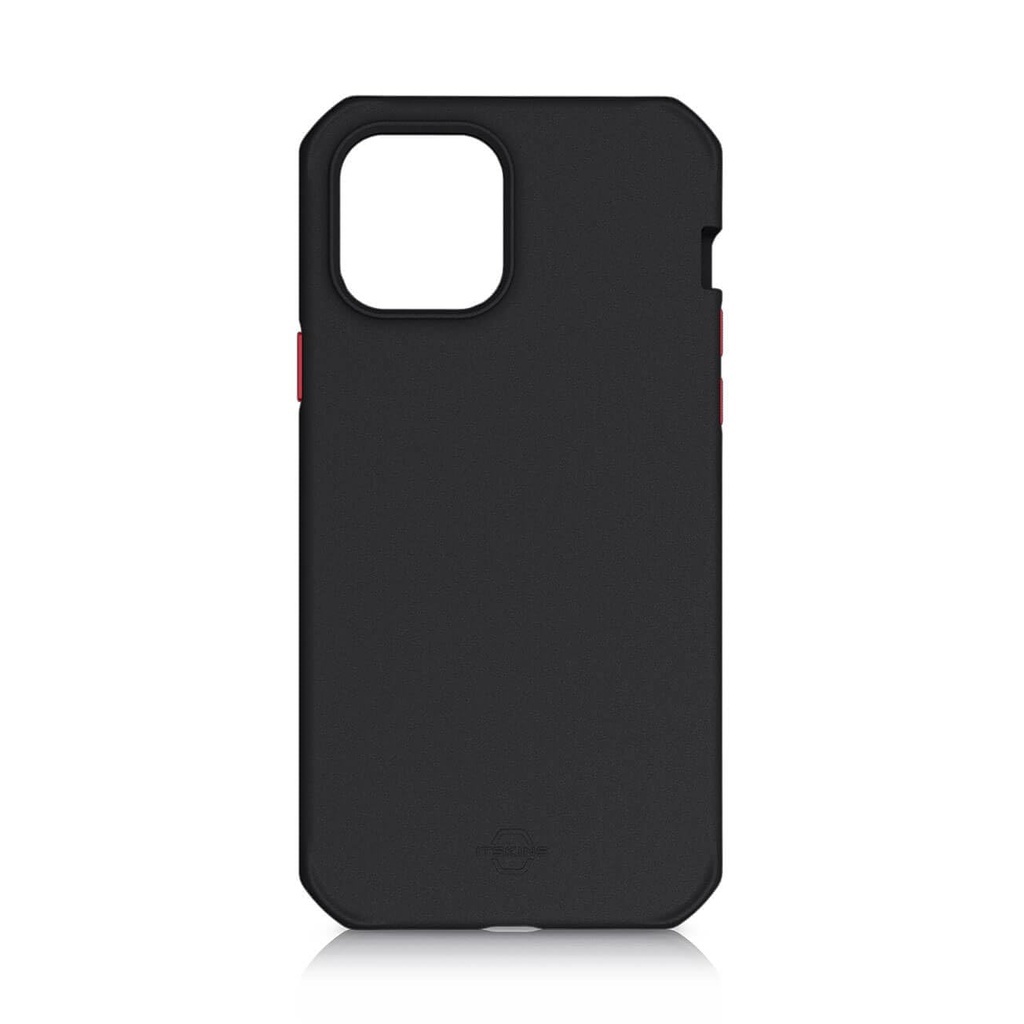Itskins Supreme Solid 5g Hinge Protective Phone Case Compatible With Iphone 12 Pro Max, Slim Hybrid Case, Anti-Slip, Heavy Duty Shockproof Cover, Military Phone Case - Black And Red