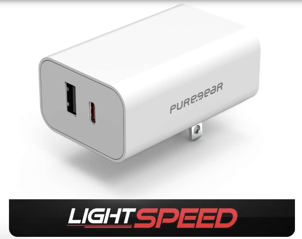 LIGHTSPEED - 30W DUAL PORT USB-A + USB-C PD WALL CHARGER - WHITE