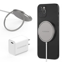 Puregear Kickstand 15w Qi-Certified Fast Magnetic Wireless Charging Pad For Iphone 15/15pro/15promax/14/13/12 Series Work With Magsafe Case, Airpods/Iphone 11, Galaxy S24 S20 & More Include Ac Adapter