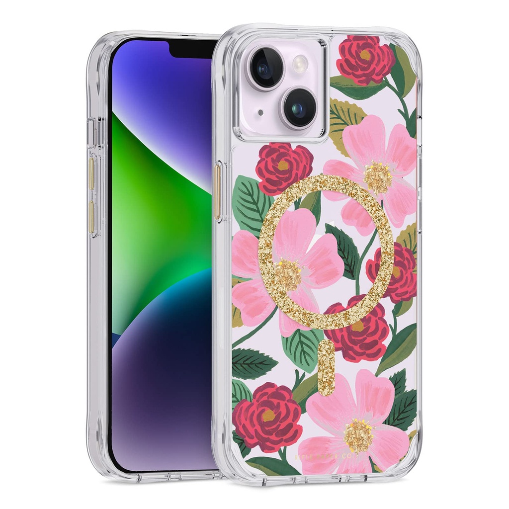 Rifle Paper Co. Iphone 14 Plus Case [Compatible With Magsafe] [10ft Drop Protection] Cute Iphone Case 6.7" With Floral Pattern, Anti-Scratch Tech, Shockproof Material, Slim Fit - Rose Garden