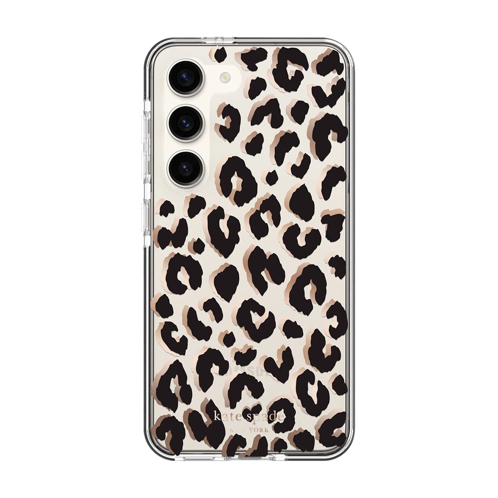 Kate Spade New York Defensive Hardshell Case Compatible With Samsung Galaxy S23 - Black Cheetah Print