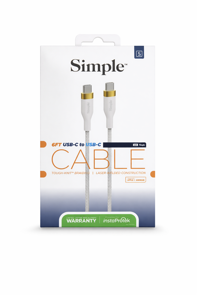 SIMPLE 6 FT - USB-C CABLE WITH USB-C CONNECTOR