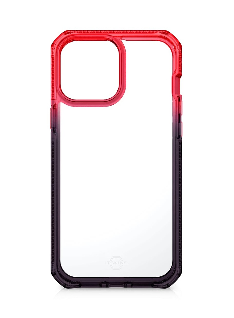 Itskins Spectrum // Prism Protective Phone Case Compatible With Iphone 13 Pro Max, Slim Hybrid Case, Anti-Yellowing, And Heavy Duty Shockproof Cover, Military Phone Case - Coral And Black