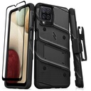 Zizo Bolt Series For Galaxy A12 Case With Screen Protector Kickstand Holster Lanyard - Black