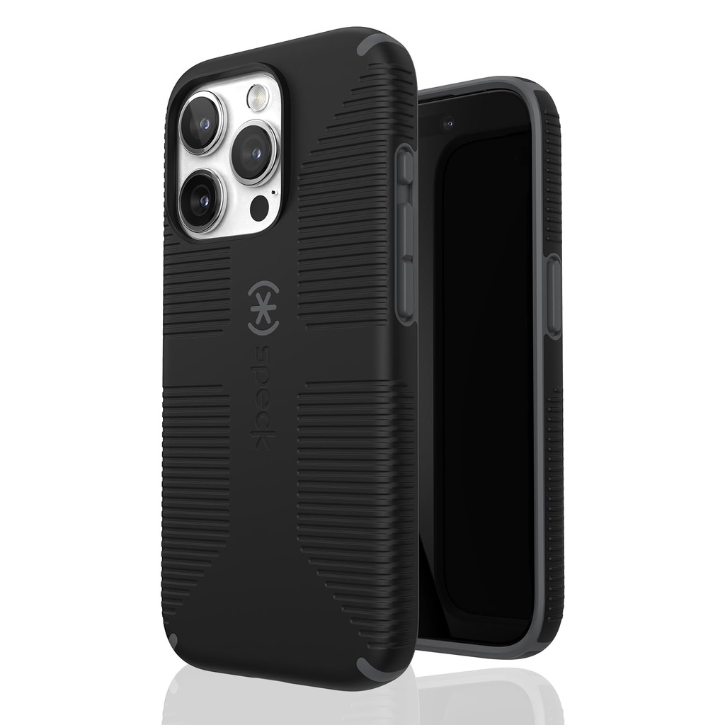 Speck Magsafe Case For Iphone 15 Pro - Drop & Camera Protection, Soft-Touch Secure Grip, Wireless Charging Compatible, Fits All 6.1 Inch Models Including Iphone 14 &13 Pro - Grip Black