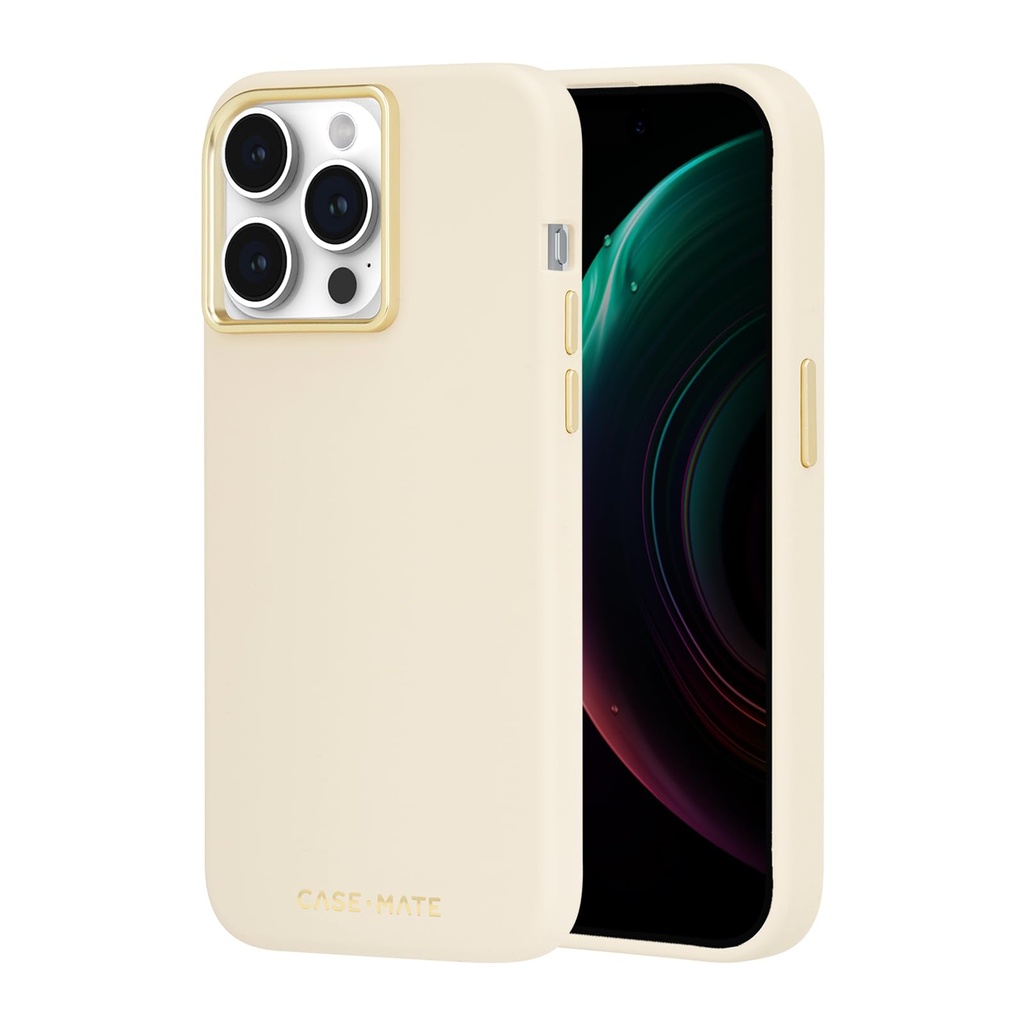 Case-Mate Iphone 15 Pro Case - Silicone Beige [12ft Drop Protection] [Compatible With Magsafe] Magnetic Cover With Soft Silicone Material For Iphone 15 Pro 6.1", Anti-Scratch, Shockproof, Slim