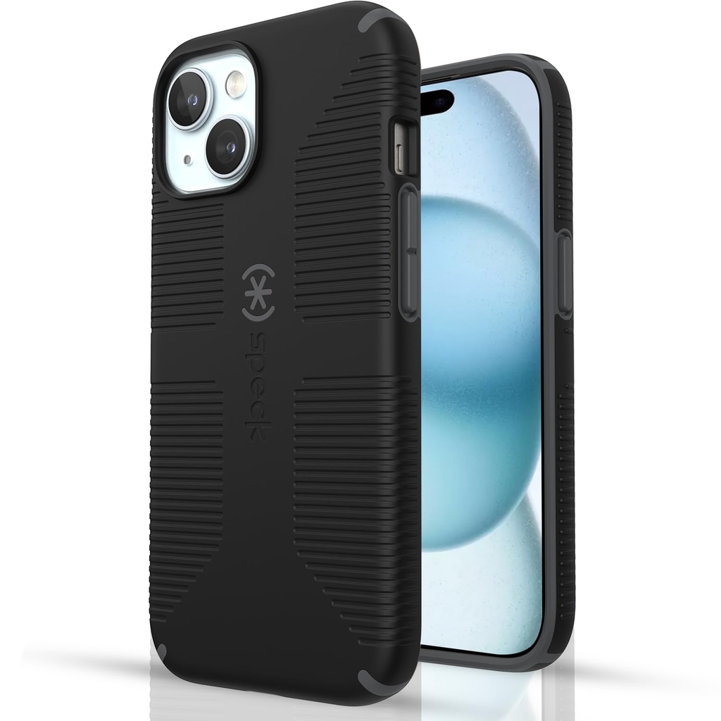 Speck Magsafe Case For Iphone 15 Plus - Drop & Camera Protection, Soft-Touch Secure Grip, Wireless Charging Compatible, 6.7 Inch - Iphone 14 Plus Compatible - Grip Black