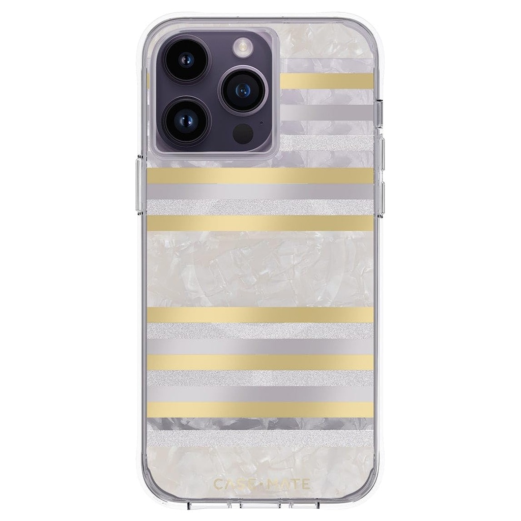 Case-Mate Iphone 14 Pro Max Case - Pearl Stripes - 10ft Drop Protection - Compatible With Magsafe & Wireless Charging - Luxury Cover For Iphone 14 Pro Max - Slim Anti Scratch Shock Absorbing Materials
