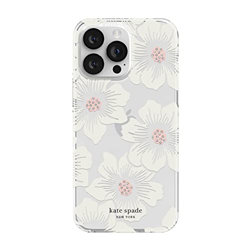 KATE SPADE NEW YORK PROTECTIVE HARDSHELL CASE COMPATIBLE WITH APPLE IPHONE 14 PRO MAX - HOLLYHOCK FLORAL CLEAR [KSIPH-225-HHCCS]