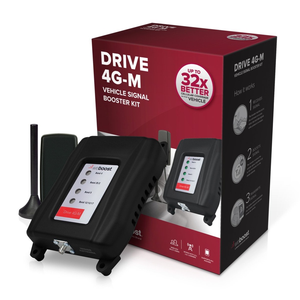 Weboost Drive 4g-M (470121) Cell Phone Signal Booster For Your Car & Truck – Verizon, At&T, T-Mobile, Sprint - Enhance Your Cell Phone Signal Up To 32x