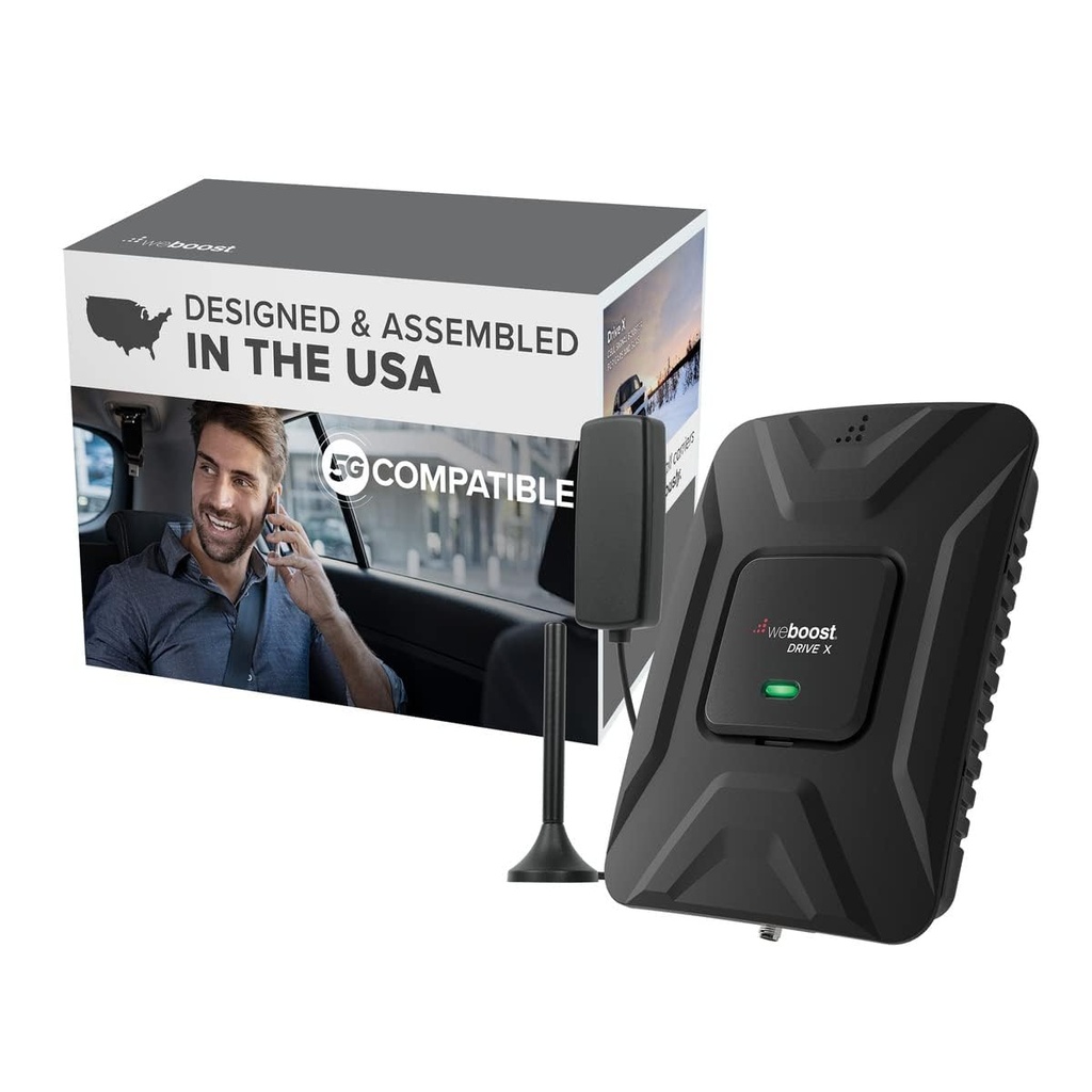 Weboost Drive X - Vehicle Cell Phone Signal Booster | 5g & 4g Lte | Magnetic Roof Antenna | Boosts All U.S. Carriers - Verizon, At&T, T-Mobile | Made In The U.S. | Fcc Approved (Model 475021)