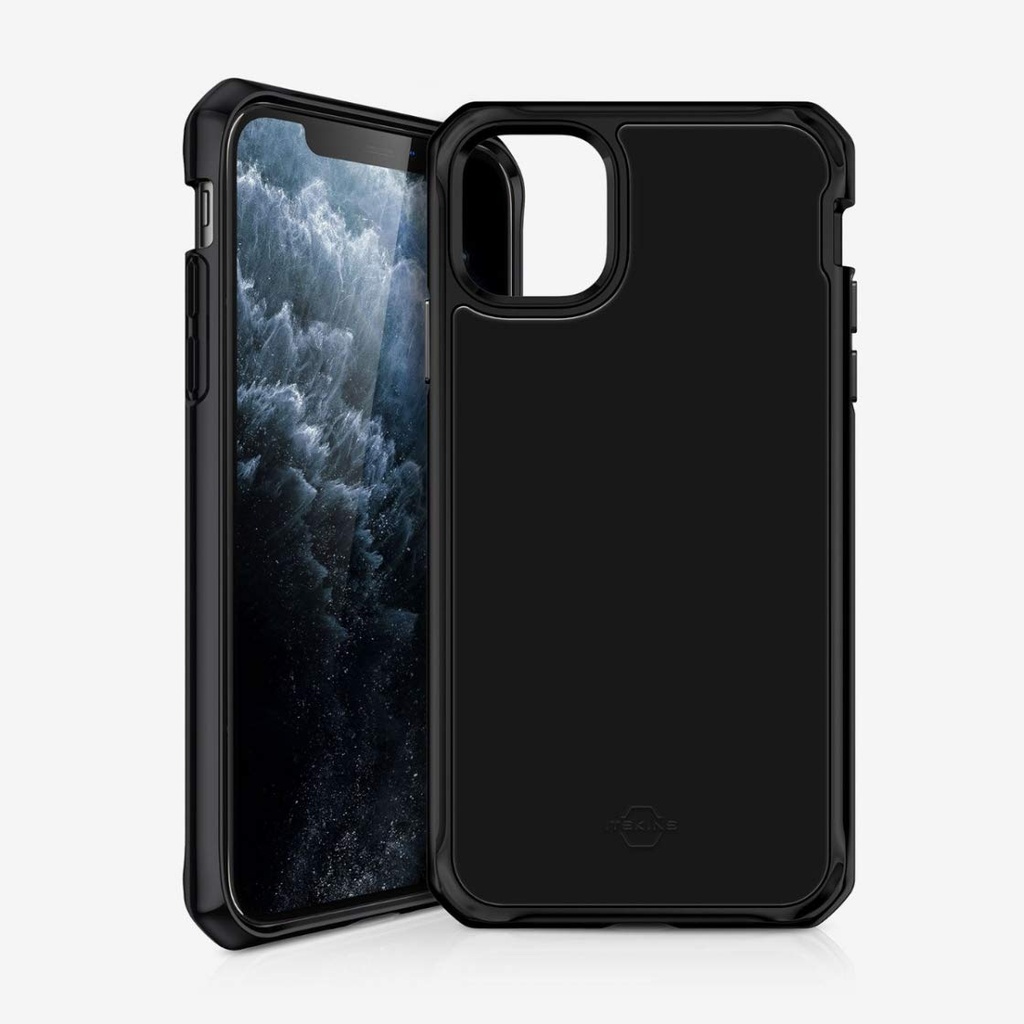 Itskins Hybrid Glass Protective Phone Case Compatible With Iphone 11 Pro/Xs/X, Compatible With Wireless Charging, Slim Hybrid Case, Anti-Slip Shockproof Cover, Military Phone Case | Black