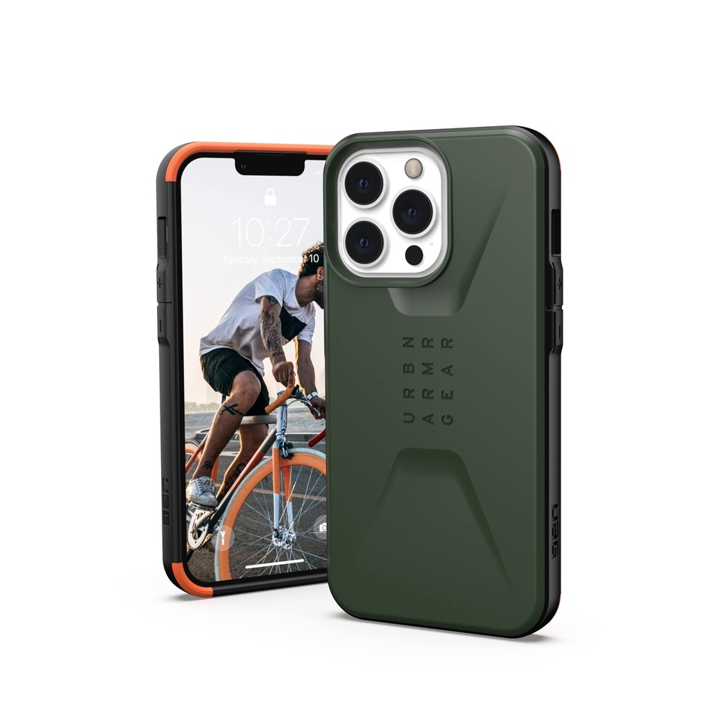 Urban Armor Gear Uag Designed For Iphone 13 Pro Case Green Olive Sleek Ultra-Thin Shock-Absorbent Civilian Protective Cover, [6.1 Inch Screen]