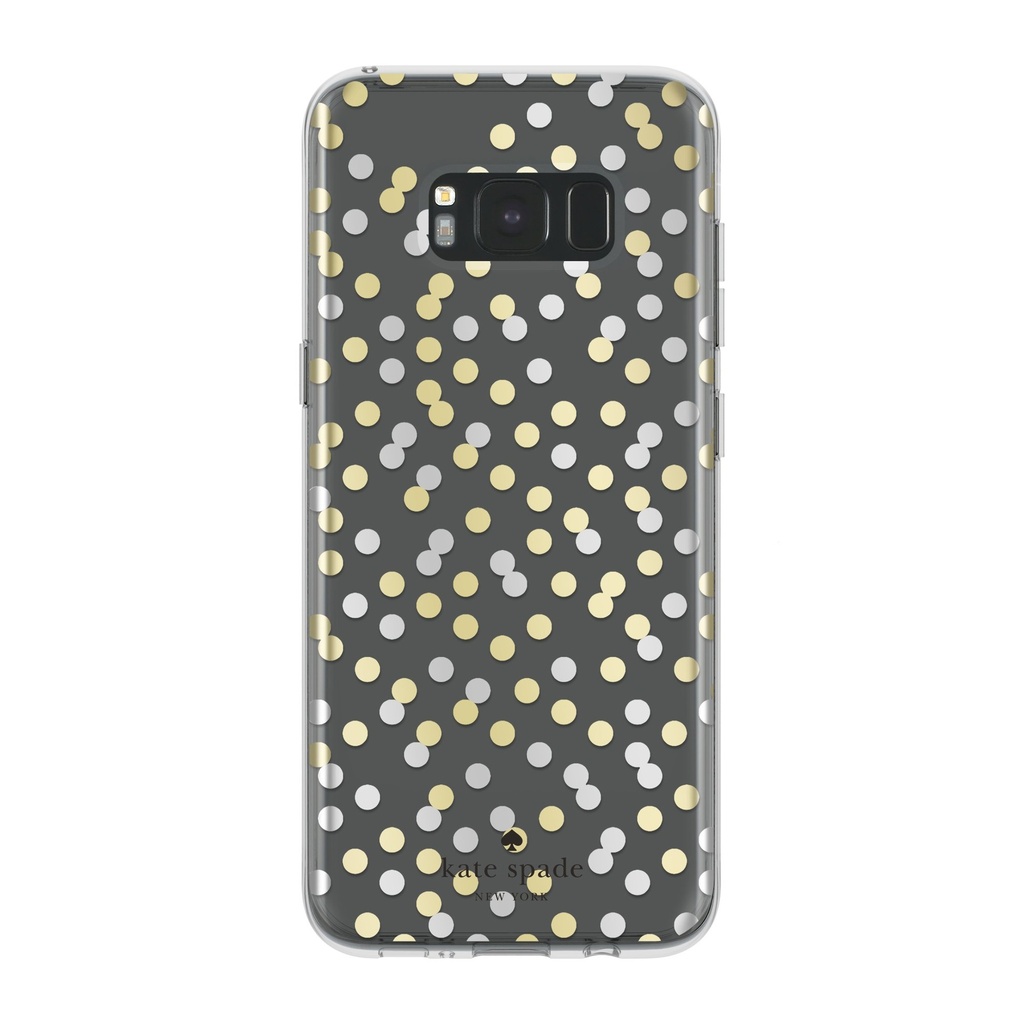 Kate Spade New York Protective Hardshell Case For Samsung Galaxy S8 Plus - Stripe 2 Gold Foil / Black / Cream