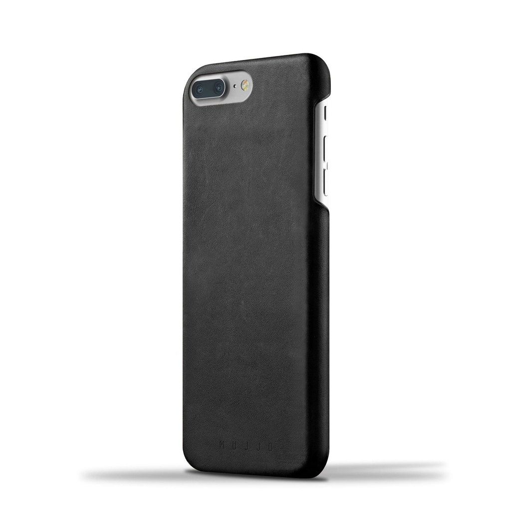 Mujjo Moulded Edge Leather Case For Iphone 8 Plus, Iphone 7 Plus | Premium Genuine Leather, Natural Aging Effect | Pocket For 2-3 Cards (Black)