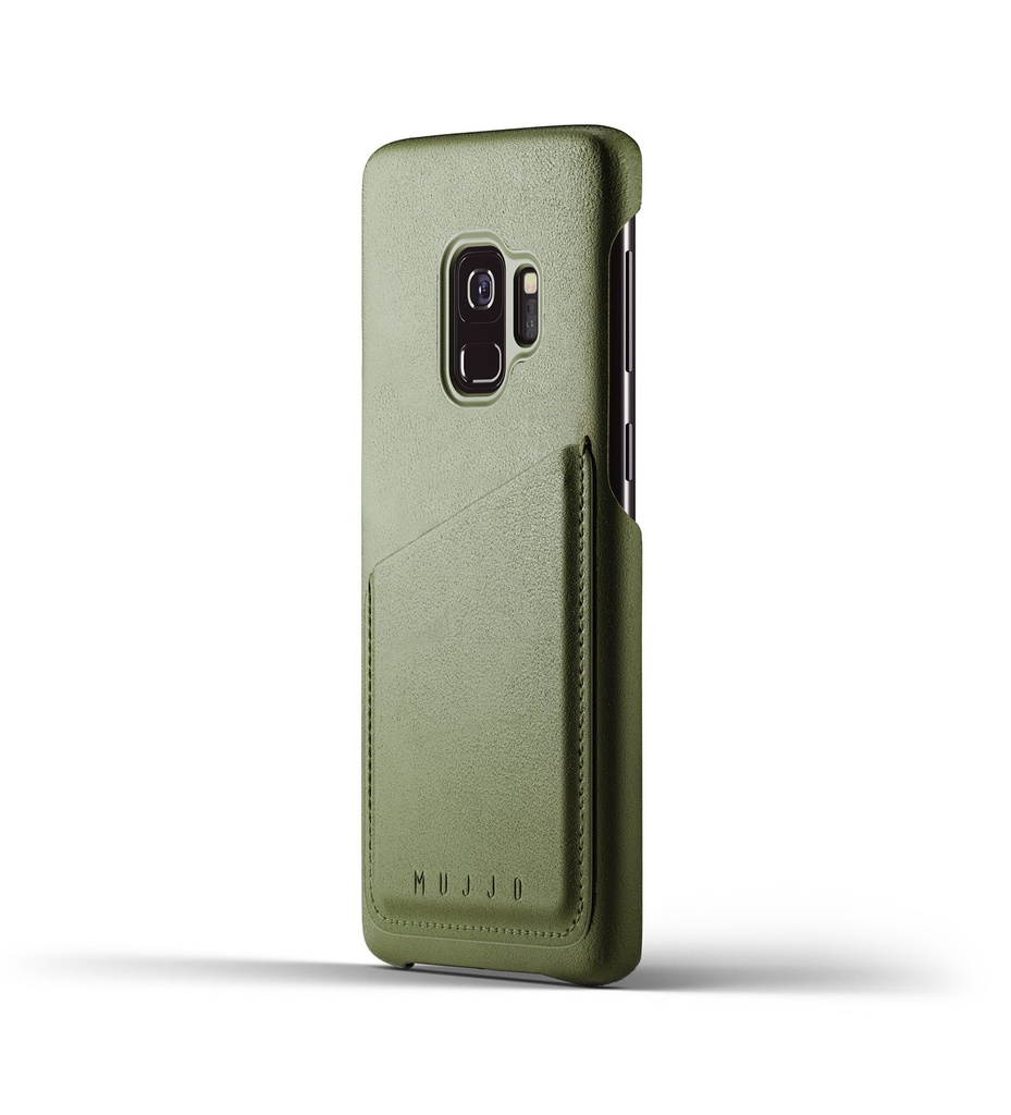 Mujjo Full Leather Wallet Case For Samsung Galaxy S9 With Card Holder (Olive)