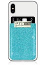 Idecoz Phone Pockets - Stick On Credit Card Wallet - Slim Card Holder - Universal Fit - Apple – Iphone – Samsung – Galaxy - And More. (Turquoise Glitter)